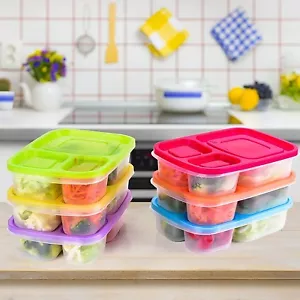 Pack of 4 Lunch Boxes Food Storage Box Container Kids School Office Sandwich Box - Picture 1 of 9