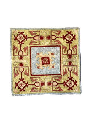 Funda de almohada vintage elevada bordada a mano alfombra falsa estampado intrincado impresionante Foto 1 de 4