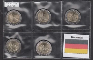 2012 GERMANIA 2 EURO FDC 5 ZECCHE A-D-F-G-J FDC BAYERN UNC - Picture 1 of 1