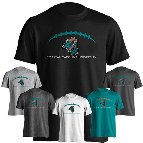 Coastal Carolina University Chanticleers Laces Logo Football Short Sleeve Tee Cover