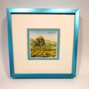 Original Landscape Small Painting Signed 3.25" Matted Framed 8" - Picture 1 of 8