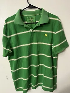 Express Shirt Mens XL Green Striped Polo Short Sleeve Pique Polo Fit Logo - Picture 1 of 5