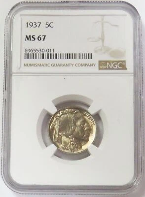 1937 USA BUFFALO NICKEL 5c NGC MINT STATE 67 - Image 1 of 2
