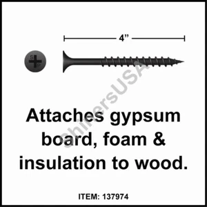 (800) Black Drywall Coarse Thread Screw 10 x 4  Phillips Bugle Head #137974 - Picture 1 of 1