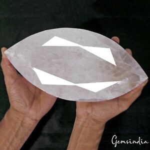 Natural Rare White Quartz Crystal 2.9 Kilo Big Madagascar Marquise Cut Gemstone