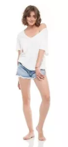 Neu mit Etikett Sandrine Rose x Free People Denim Cutoff Shorts orange Reißverschlüsse Made in USA - Bild 1 von 15