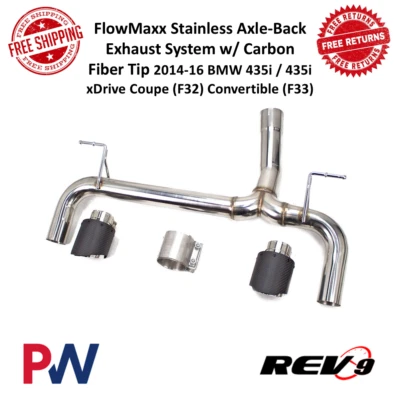 Kit de escape REV9 FlowMaxx AxleBack con punta de fibra de carbono para BMW 435i xDrive 14-16 Foto 1 de 4