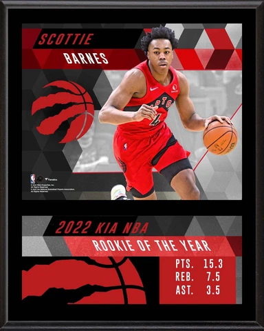 Scottie Barnes Toronto Raptors 12" x 15" 2022 Rookie of the Year Plaque Cover
