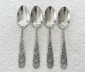(4) New ~ Godinger OLDE BOUQUET Silver Plate Place Oval Soup Spoons *Ships Free* - Picture 1 of 10