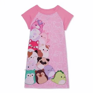 Squishmallows Nightgown Pajama Gown Sleep Shirt Girls Size 5 6 7 Fox Cat Dog NWT - Picture 1 of 3