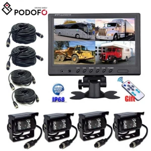 SISTEMA DE MARCHA ATRÁS con 4x cámara de marcha atrás + 9" Split 4 canales monitor KFW CAMIÓN autobús 12V/24V - Imagen 1 de 12