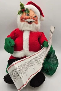 Annalee 1991 Santa Claus w/List Sitting on Green Bag Christmas Holiday - Picture 1 of 9