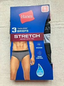 Men's HANES 3 pk TAGLESS Briefs Size S, NEW Wicking & Odor Control - Picture 1 of 3