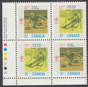 Canada - #1196a, W/ #1195i Variety, Olympic Winter Games-1988, Plate Block - MNH - Picture 1 of 2
