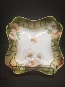 Antike königliche Rudolstadt handbemalte Schale mit Rüschenrand und Mohnblumen Preußen  - Bild 1 von 8