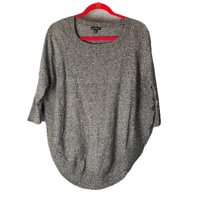 Túnica Express para mujer manga 3/4 dobladillo drapeado talla XS tejido jaspeado blanco y negro Foto 1 de 4