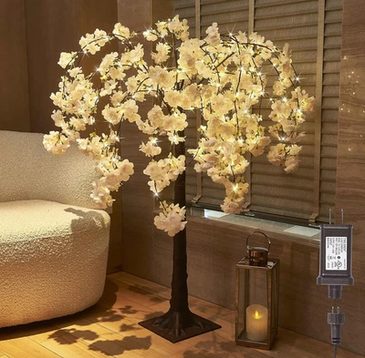 Lighted Tree with Cherry Blossom 180 Fairy Lights 4FT, Pink Flower Faux Tree Lig - Image 1 of 4