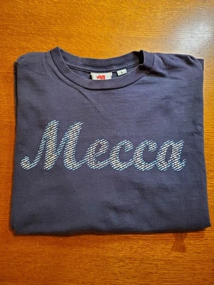 VINTAGE Mecca Logo Graphic T-shirt Men Large Blue Long Sleeve USA - Image 1 of 4