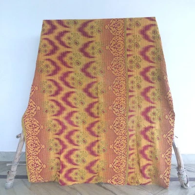 Cobertor indiano vintage Kantha duplo lance boêmio colcha de cama Ralli Gudri 1 peça - Imagem 1 de 2