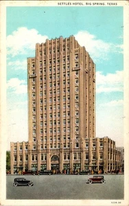 Settles Hotel Big Spring Texas coches antiguos frontera blanca postal sin publicar a112 - Imagen 1 de 2