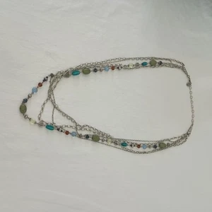 Longer Layered Beaded Silver Tone Necklace - Picture 1 of 7