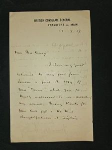 1907 Sir Francis Oppenheimer ALS Britisches Konsulat Frankfurt Deutschland Brief - Bild 1 von 3