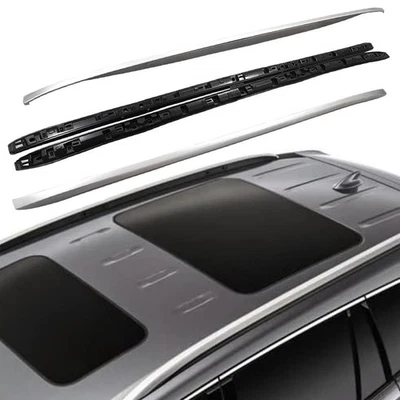 Baca de techo plateada para barras laterales rieles de carga de equipaje Acura MDX 2014-2021 2 un. Foto 1 de 4