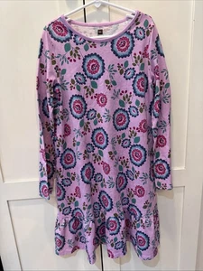 Tea Collection Girls Purple Floral Long Sleeve Knit Dress 12 - Picture 1 of 5