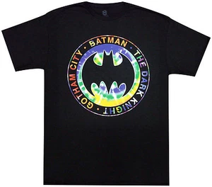 Batman The Dark Knight Gotham City Tie Dye Logo Adult T-Shirt -Official DC Comic - Imagen 1 de 1