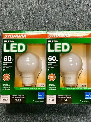Sylvania LED 60W Equivalent Soft White 2700K Ultra A19 Light Bulb 2 Pack - Image 1 of 3