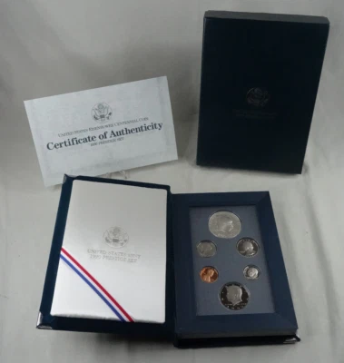 1990-S US Mint Prestige Proof Set Eisenhower Silver Dollar Box & COA 6 Coins - Image 1 of 4