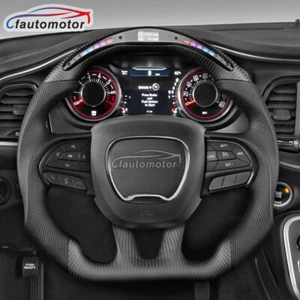 Matte Carbon Fiber LED Steering Wheel for 2015+ Dodge Charger Challenger SRT GT - Picture 1 of 10