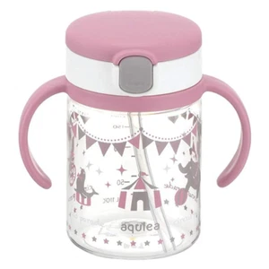 Richell - Aqulea AQ Clear Straw Bottle Mug 200ml - Pink - Picture 1 of 3