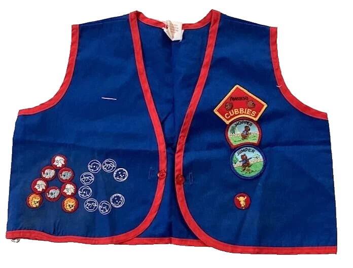 Awana Cubbies Vest XL Badges Hopper Jump Blue Red Uniform Awards Children Church - Image 1 of 4