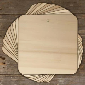 10x Wooden Square Rounded Corners Craft Shape 3mm Plywood Geometric - Picture 1 of 4
