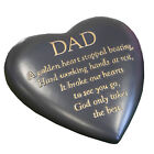 Memorial Graveside Stone Plaque - Heart - Grey / Gold Wording - Dad
