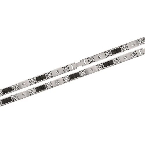 Braccialetto Moderno Bicolore Acciaio Inossidabile 316 L E Rutenio Gioielli Uomo - Immagine 1 di 1