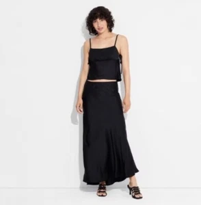 Wild Fable Women's XS Skirt Black Satin Trumpet Maxi Long New - Picture 1 of 3