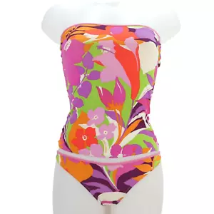 Dolce Gabbana Tankini Swimsuit Vintage Y2K Floral Bandeau Top Strapless Size S - Picture 1 of 16