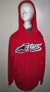MEN'S GUYS ALPINESTARS RED PULLOVER FLEECE HOODIE WHITE ASTARS SHARK NEW $65 - Picture 1 of 1