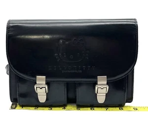 SANRIO Hello Kitty Messenger Bag Aktentasche 3WEGE Leder Schwarz Vintage Selten 1990' - Bild 1 von 16
