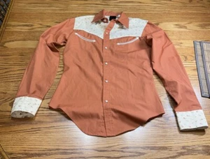 Vintage Shirt Mens? Floral Western Pearl Snap Long Sleeve Collar Rust 60’s 70’s? - Picture 1 of 15
