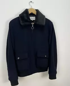 Reiss Shearling Collar Wool Jacket Mens Size S - Picture 1 of 6