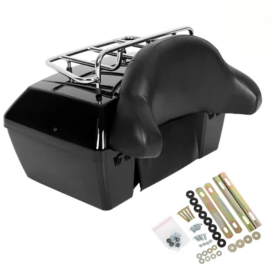 Motorcycle Luggage Pack Trunk Tail Box Backrest Top Rack For Harley Touring - Image 1 of 4