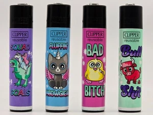 Clipper Feuerzeuge Large | 4er Set | Cute Slogan #2 | schneller Versand - Bild 1 von 2