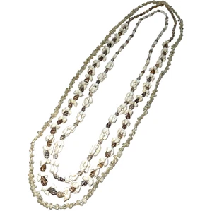 Shell Necklace Lei Lot Natural Seashell 3 Strand Luau Beach Party Island Wedding - Picture 1 of 13