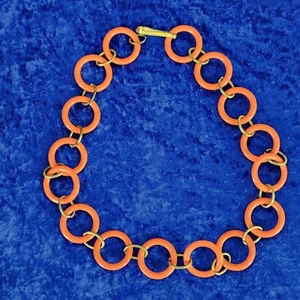 VINTAGE 1960s 1970s Orange Lucite Bakelite Belt 28" ADJUSTABLE Boho Necklace - Picture 1 of 7