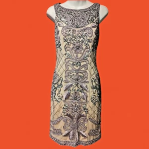 Sue Wong Nocturne Embellished Sequin Soutache Beaded Evening Dress 6 gray 4F - Picture 1 of 12