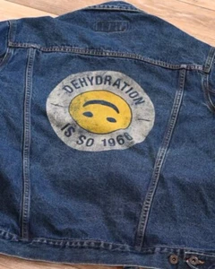 Port  Authority Pedialyte Dehydration is so 1966 Smiley Denim Jacket Large - Picture 1 of 12