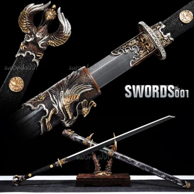 Chinese Sword Tang Dao Damascus Folded Steel Rayskin Scabbard Handle Masterpiece - image 1 of 4